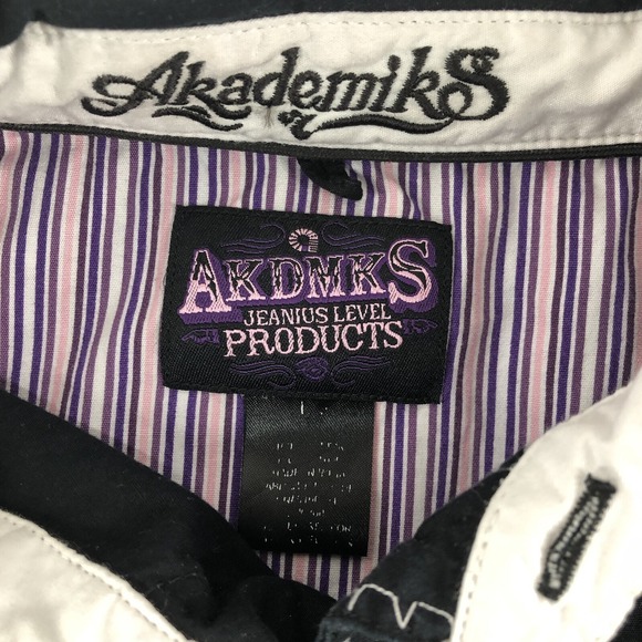 Akademiks shirt men's large black accent stitching split side hiphop - Picture 5 of 7